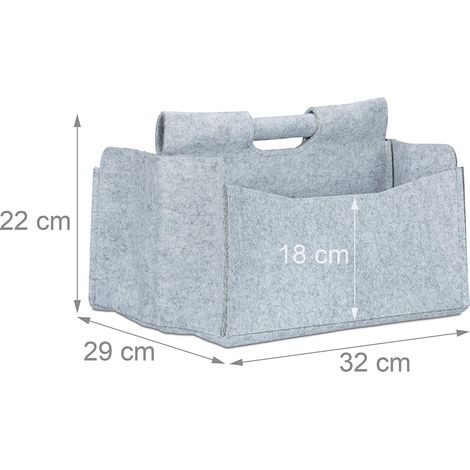 Panier en feutre journaux magazine corbeille pliable rangement poignées 2 compartiments gris