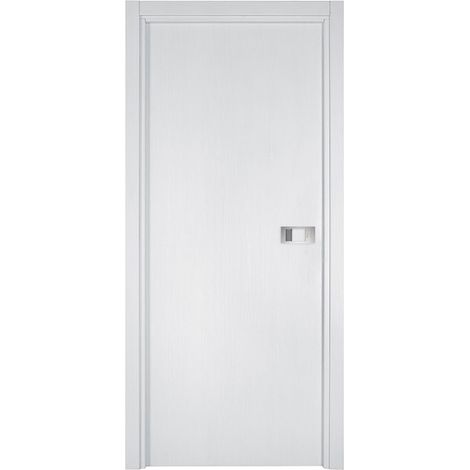 Bloc-porte Miro avec poignée Exclusive grise, H.204 x l.83 cm, aspect chêne blanc