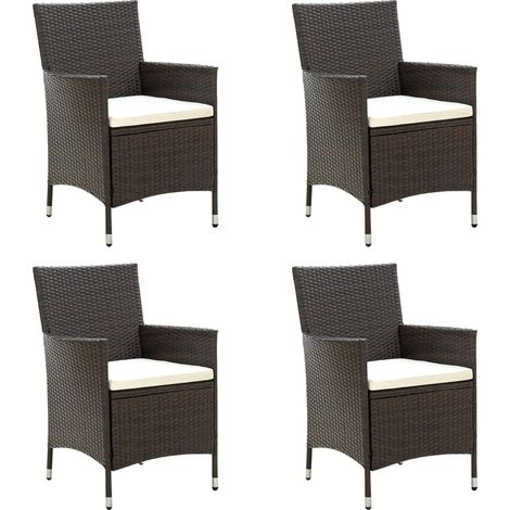 Gartenstühle mit Sitzpolster 4 Stk. Poly Rattan Braun