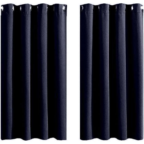 Rideaux textiles d'intérieur XIUH - Occultants et isolants thermiques, adaptés aux salons, ensemble rideau de douche bleu, cloison de salle de bain (bleu marine), installation sans perçage (1/5)