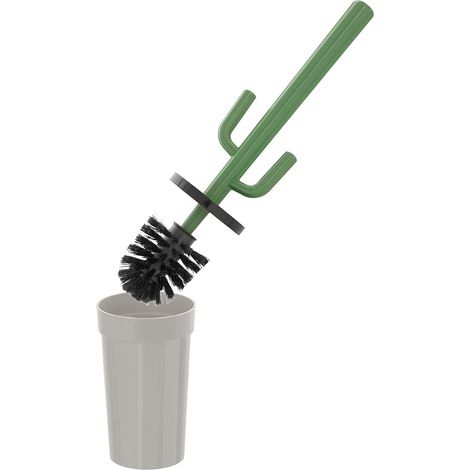 Scopino WC Cactus da appoggio grigio in plastica con setole nere (1/4)