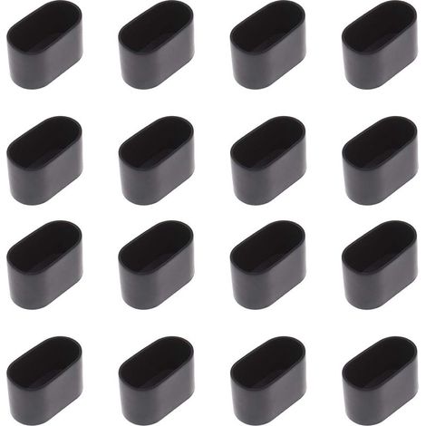 16x Tappi neri per sedie, gambe di tavoli ovali, in gomma flessibile, antigraffio, protezione per mobili (1/5)