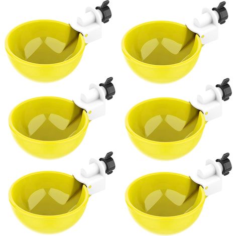 6 Pièce Abreuvoir Poule, Abreuvoir Poules Automatique, Abreuvoir Poule en Plastique, pour Poulets, Canards, Pigeons, Dindes, Lapins (Jaune) (1/5)
