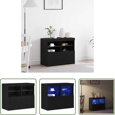 vidaXL Schiebetür - LED-Sideboard Schwarz 81 x 37 x 66,5 cm Holzwerkstoff (1/5)
