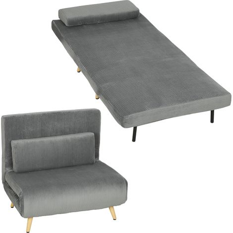 Sillón cama 3 en 1 con función de cama, 90x190cm gris oscuro (1/5)