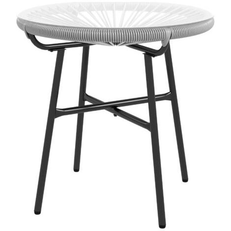 Table de jardin style bohème, table d'appoint d'extérieur, rotin PE, verre trempé, résistante aux intempéries, 50 cm x 50 cm x 50 cm, grise