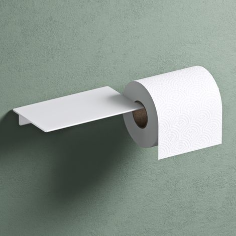 Mai & Mai Porte-Papier Toilette Dérouleur Mural en Acier Inoxydable Porte-Rouleau Stable Blanc Mat Rangement WC avec Étagère 300×97,6×30 MM Lino-01 (1/5)