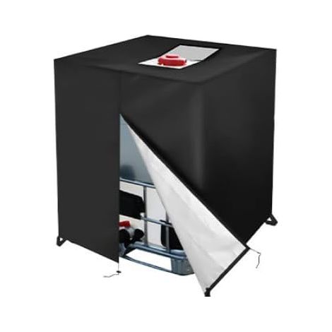 Lot de 2 housses de réservoir IBC 1000 l avec fermeture éclair - En tissu Oxford 210D imperméable - Protection UV pour réservoir d'eau de pluie - Noir