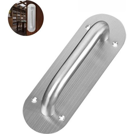1 Poignée de porte,Acier inoxydable,Surface brossée,Fixation par vis,Porte de grange et commerciale (1/5)