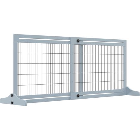 Puerta extensible de madera para perros MODENUIT, gris, 104-183 x 36 x 69 cm (1/5)