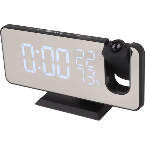 Radio FM, radio-réveil numérique intelligent à LED, affichage LED, pour la chambre ou la table de chevet, boîtier noir, chiffres noirs (1/5)