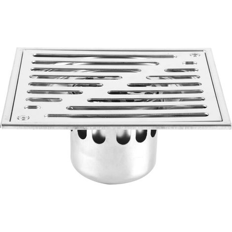 Quadratischer Edelstahl-Bodenablauf mit Geruchsneutralisierung für Badezimmer und Dusche, große Öffnung (150 x 150 mm) (1/3)