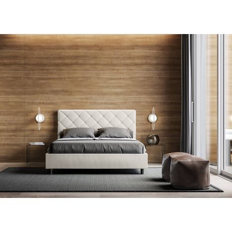 Letto matrimoniale con contenitore PRIYA bianco con rete a doghe (1/3)