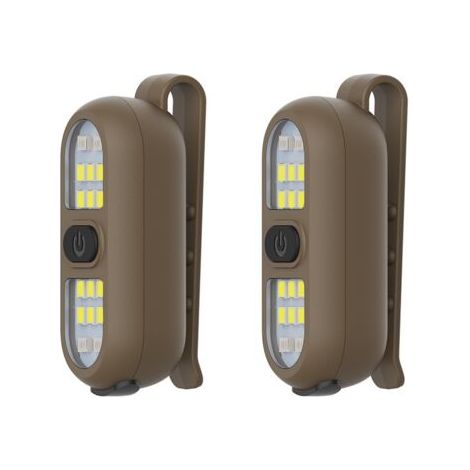 Lampe torche à clip, marron, 5,82,22,3 cm, lot de 2, lampe pour coureur/cycliste, lampe de sécurité rechargeable pour la marche nocturne, portable. (1/5)