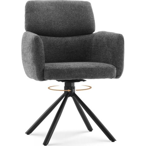 CLIPOP 1PC Chenille Swivel Living Room Armchair, 360 Rotating Base Tub Chair Luxurious with Padded Seat for Dining Room Bedroom Vanity Breakfast Grey (1/5)