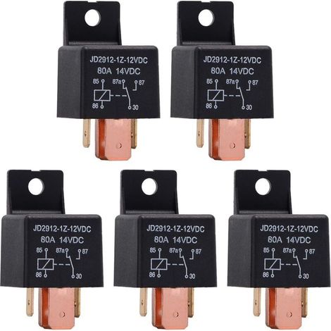 5 Pezzi Relè a 5 Pin 12V 80A, Relè Automobilistico JD2912-1Z-12VDC 80A 14VDC SPDT per Camion, Barche, Furgoni e Veicoli (1/5)