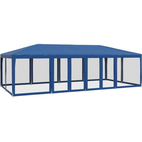 Tenda per Feste con 12 Pareti Laterali in Rete Blu 8x4 m HDPE vidaXL