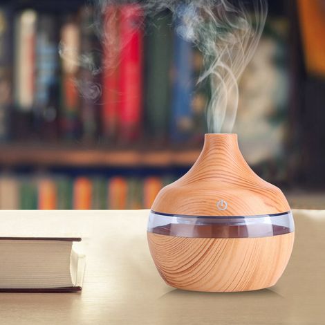 Nannigr Diffuseur D'aromathérapie, 300ML USB LED Touch D'huiles Essentielles Humidificateur à Grain de Bois Changement Couleur pour Le Yoga au Bureau Domicile, Cadeau Noël d'anniversaire (1/5)
