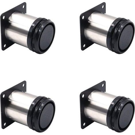 Lot de 4 pieds de meuble réglables 50 x 50 mm, en acier inoxydable, pieds de remplacement pour meuble TV, table basse, banc et meuble de salle de bain (1/5)