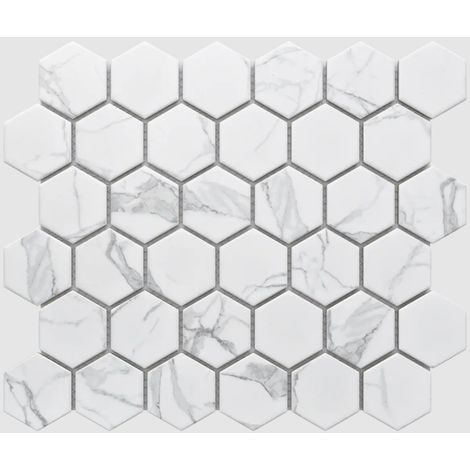 Ilcom mosaico in ceramica su rete per bagno e cucina  32.3cm x 27.7cm - Marble honey (1/5)