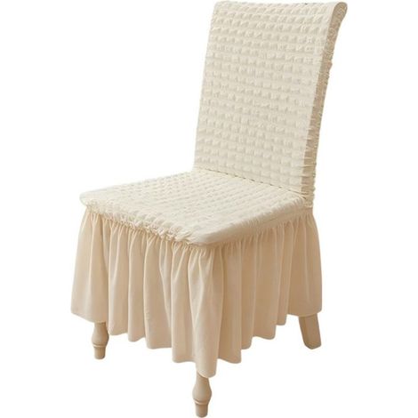 Lot de 2 housses de chaise. Longueur : 38-46 cm, largeur : 35-48 cm, hauteur : 45-60 cm. Housses de chaise extensibles universelles pour chaises de salle à manger. Protections douces pour vos chaises. (1/5)