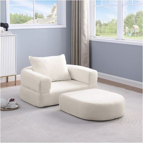 Clic-Clac 101x90cm 1 Place Chenille Beige - Banquette Clic-Clac - Chauffeuse Canapé Lit De Sol Modulable Respirant Avec Coussin (1/5)