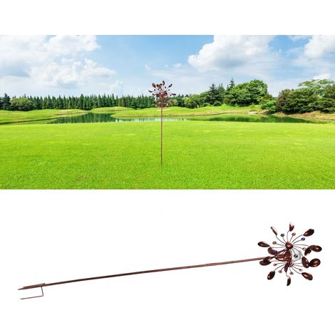 Gartenwindmühle mit Solarglaskugel, LED-Beleuchtung, bronzene schmiedeeiserne Terrassenwindmühle (1/5)