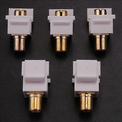 Lot de 5 connecteurs RCA avec adaptateurs à enclenchement, coupleurs droits plaqués or, adaptés aux prises murales. (1/5)