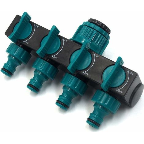 MUMU 4-Way Garden Hose Distributor Sprinkler Splitter Garden Watering Tool with Euro Standard Shut-Off Valve