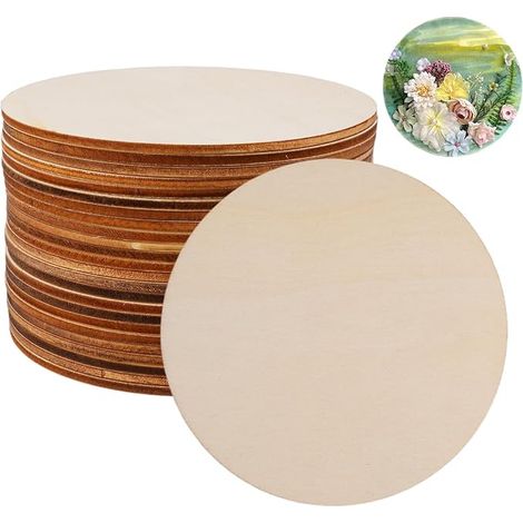 Planche Ronde pour Bricolage,Ø 10cm,Rond Wood,Épaisseur 2,5 mm,Naturelles Rondes Non Finis Dessous de Verre Bois,Rondes Plaques de Bois pour Peinture,Sous-Verres,Accroches-Portes,Décoration (1/5)