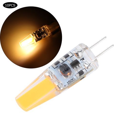 Lot de 10 mini ampoules LED G4 en silicone 1,5 W AC12V pour éclairage domestique (voiture, armoire, hôtel). (1/5)