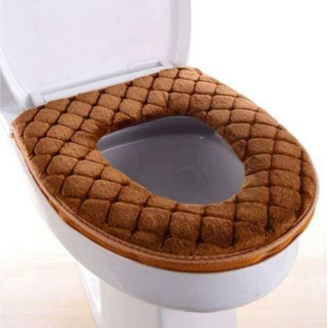 Housse De Siege De Toilette - Peluche Et Cuir - Pour Toilettes Carrées Et O - Lavable En Machine - 1 Piece (1/5)