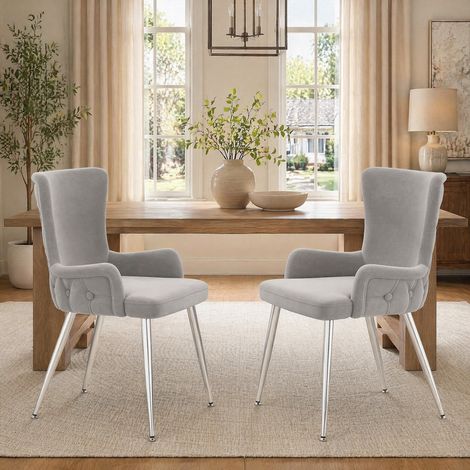 Set 2 sedie velluto gambe in metallo grigio OKMYHOME (1/5)