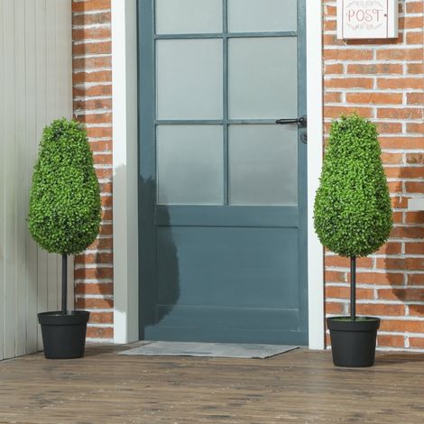 Planta artificial boj 90 cm en maceta, lote de 2, verde OKMYHOME (1/5)