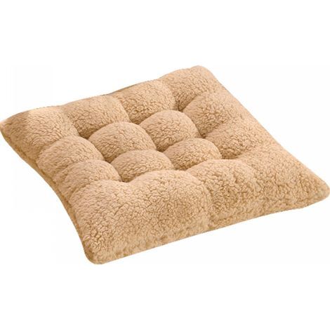 (40cm, Brown) Comfortable Artificial Lambswool Chair Cushion, Soft Fluffy Chair Seat Pad Plush Cushion for Home Office Meditation (1/5)