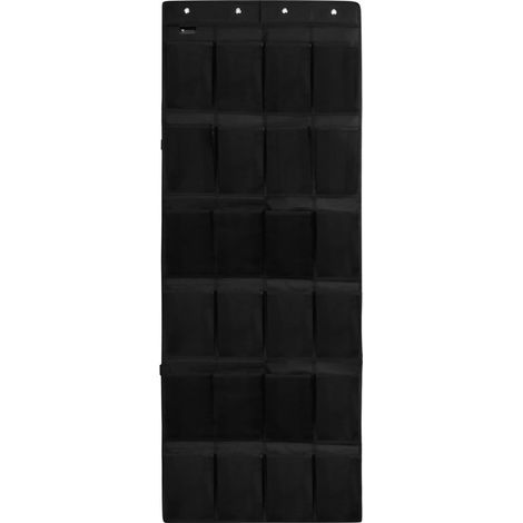 Meuble à chaussures suspendu sac à chaussures 24 compartiments rangement sur porte sac noir solution pour ranger les chaussures (1/5)
