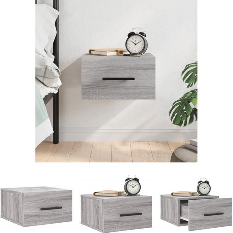 Wandhalterung - vidaXL Wand-Nachttisch Grau Sonoma 35x35x20 cm - Wohnzimmer Nachttisch (1/5)