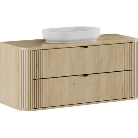 Set da bagno KORI: mobile sottolavabo 120cm + piano per lavabo + lavabo da appoggio