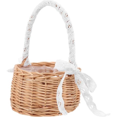 Panier Tressé en Rotin Léger Poignée, Panier de Rangement Décoratif pour Mariage et Présent, Style Champêtre Moderne et Minimaliste (1/5)
