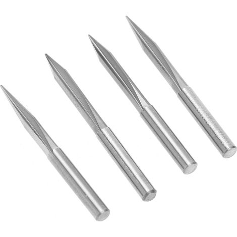 4 Fraises à Double Tranchant en V pour Gravure Précise, 4 Tailles 0.5x15°/20°/25°/30°, Outils de Découpe du Bois (1/5)