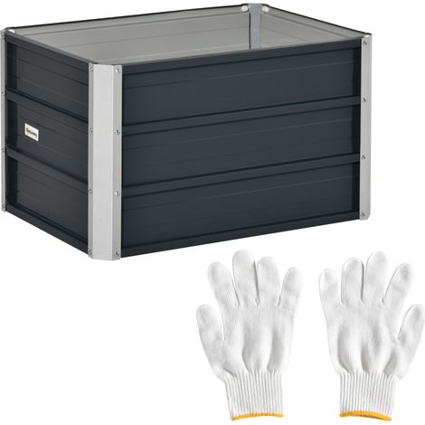 Cama de cultivo de acero gris oscuro 66 x 47 x 40 cm con guantes (1/5)