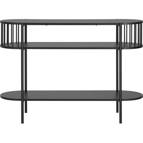 SoBuy Consolle Tavolo da ingresso Tavolino laterale con 2 ripiani stile industriale Nero 110x39x76cm FSB90-SCH (1/5)