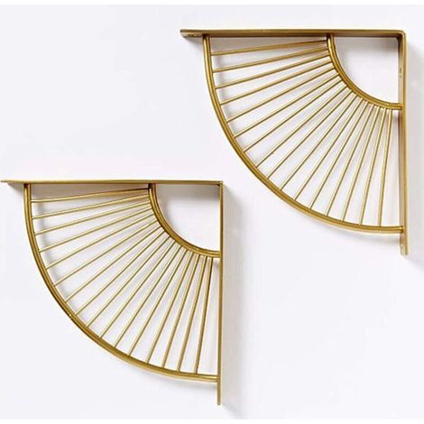Lot de 2 Support D'étagère Triangle en Forme D'éventail Doré en Métal Flottant,Équerres Murales Équerre pour Étagère,Heavy Duty Étagère d'angle,pour Maison, Bureau, Restaurant,etc20×20cm--TRIMEC (1/4)