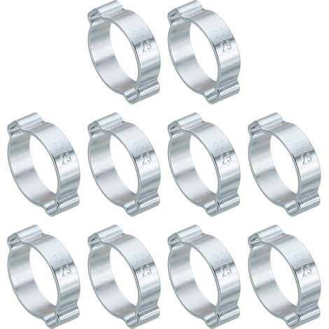 Collier de Serrage Double Oreille O Clips 22-25mm Ton Argent 10pcs (1/5)