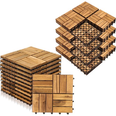 Randaco 110STK Holzfliese Akazie 30 x 30 cm Terrassenplatten Klicksystem Außen Klickfliesen Balkon Terrassenfliesen Holz,wetterfest rutschfest