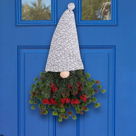 Guirlande De Noël - Homme Sans Visage Avec Fruits Rouges - Décoration Murale Pour Porte Fenêtre Ou Intérieur - 1 Pièce (1/5)