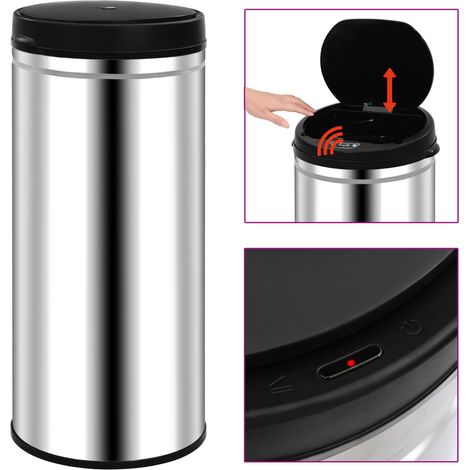 vidaXL Automatic Sensor Dustbin 80 L Stainless Steel (1/5)