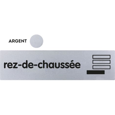 Plaque de porte Rez de chaussée - Classique argent 170x45mm - 4320991