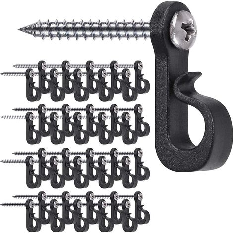 Lot de 40 crochets de suspension pour lumières de Noël avec vis cruciforme pour garage, Nouvel An, fête en plein air, câble facile à démouler et lumières LED féériques, vis larges