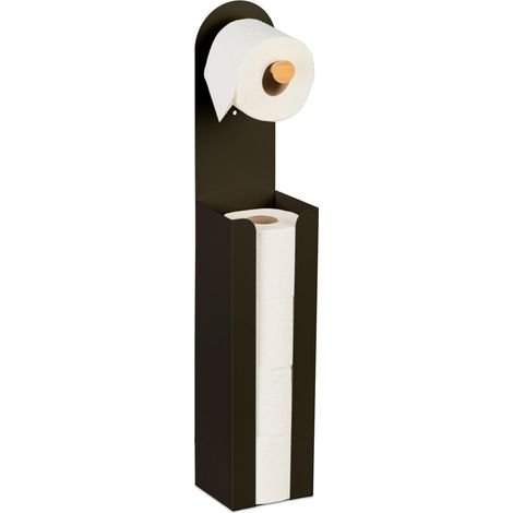 Portarrollos de papel higiénico independiente 2 en 1, de bambú y metal (1/5)